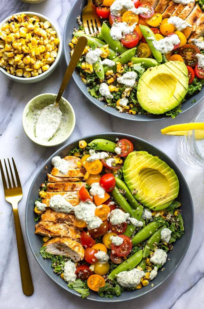 Chicken Ranch Kale & Quinoa Bowls