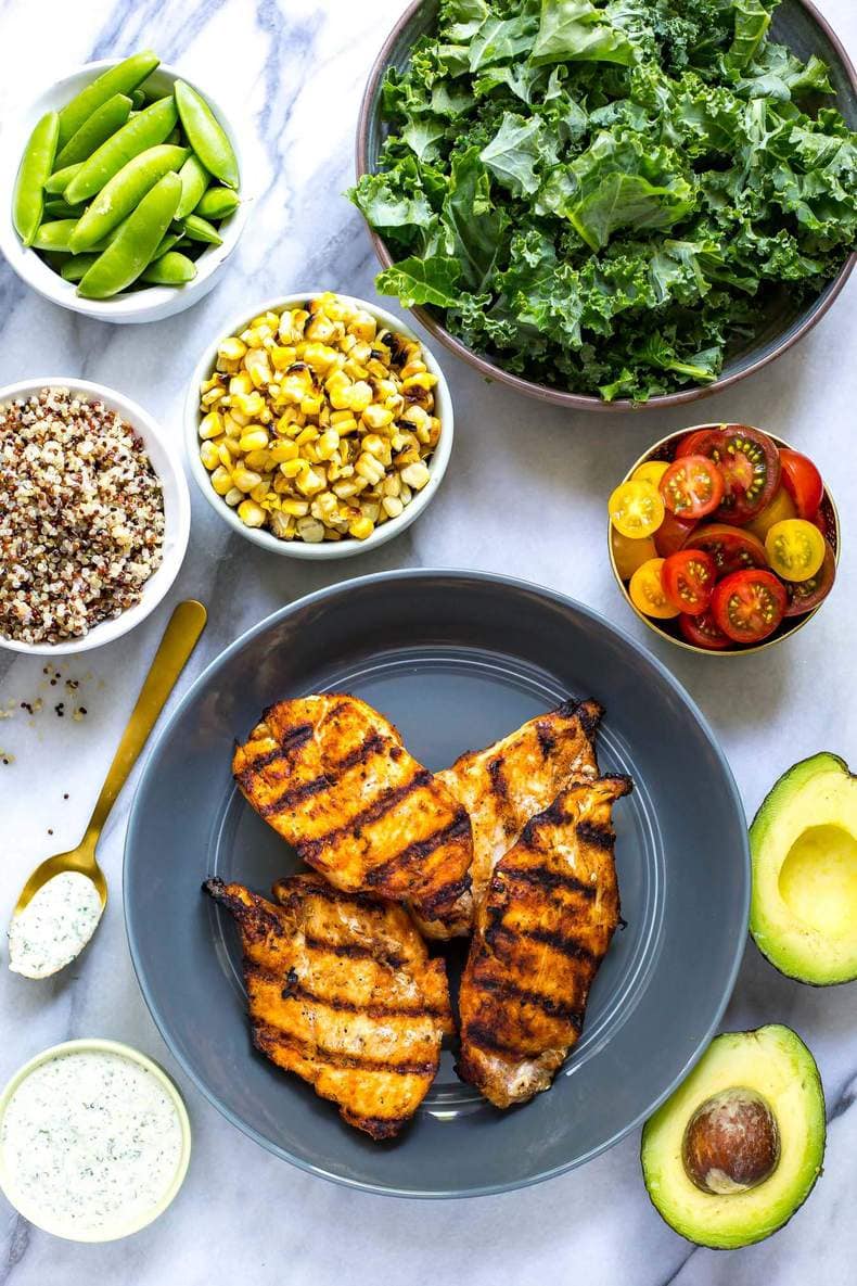 Chicken Ranch Kale & Quinoa Bowls