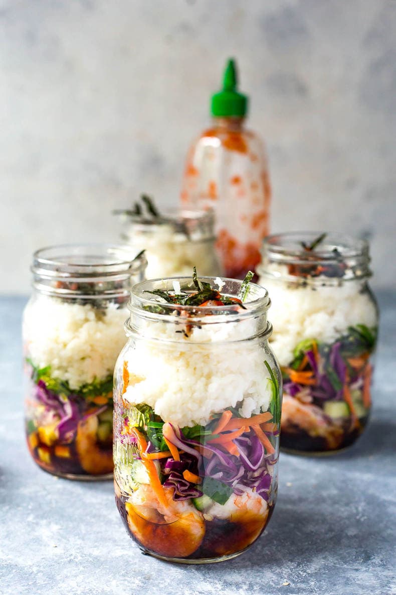 Deconstructed Sushi Jars for Clean Meal Prep!