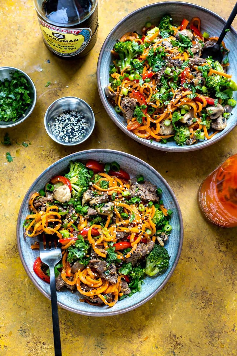 Ginger Beef Sweet Potato Noodles