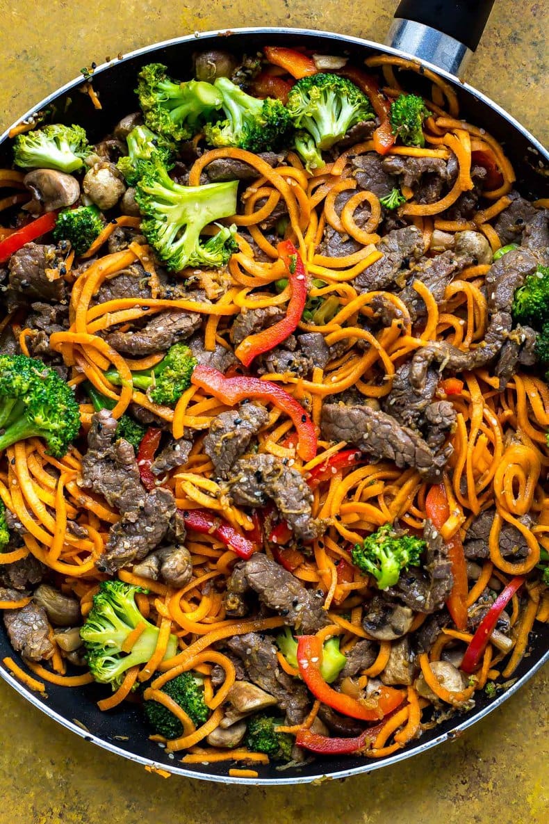 Ginger Beef Sweet Potato Noodles