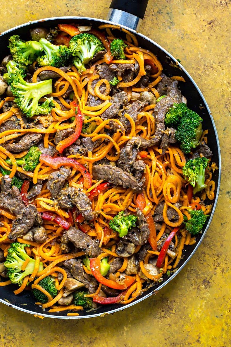 Ginger Beef Sweet Potato Noodles