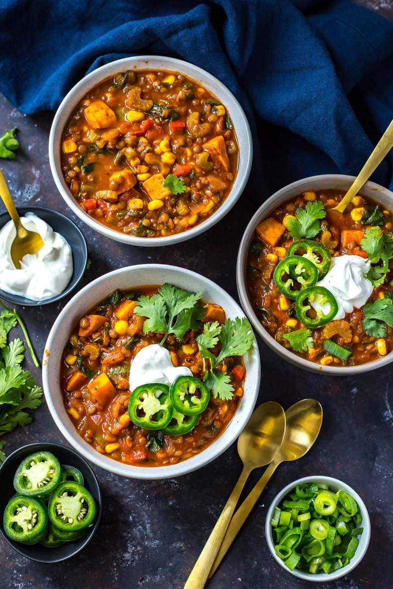 Slow Cooker Sweet Potato Lentil Chili