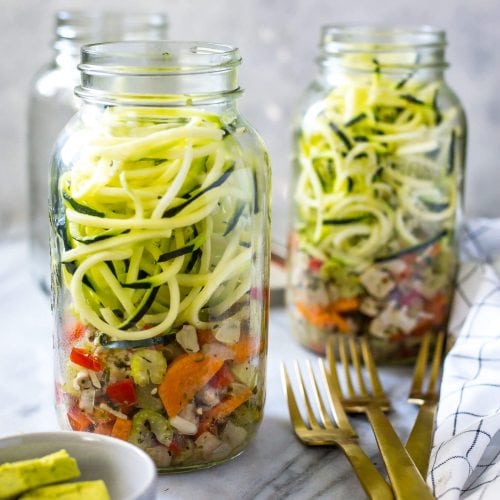 Spiralized Zucchini Chicken Noodle Soup Jars