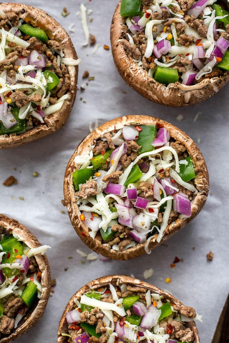 Easy Pizza Stuffed Portobello Mushrooms