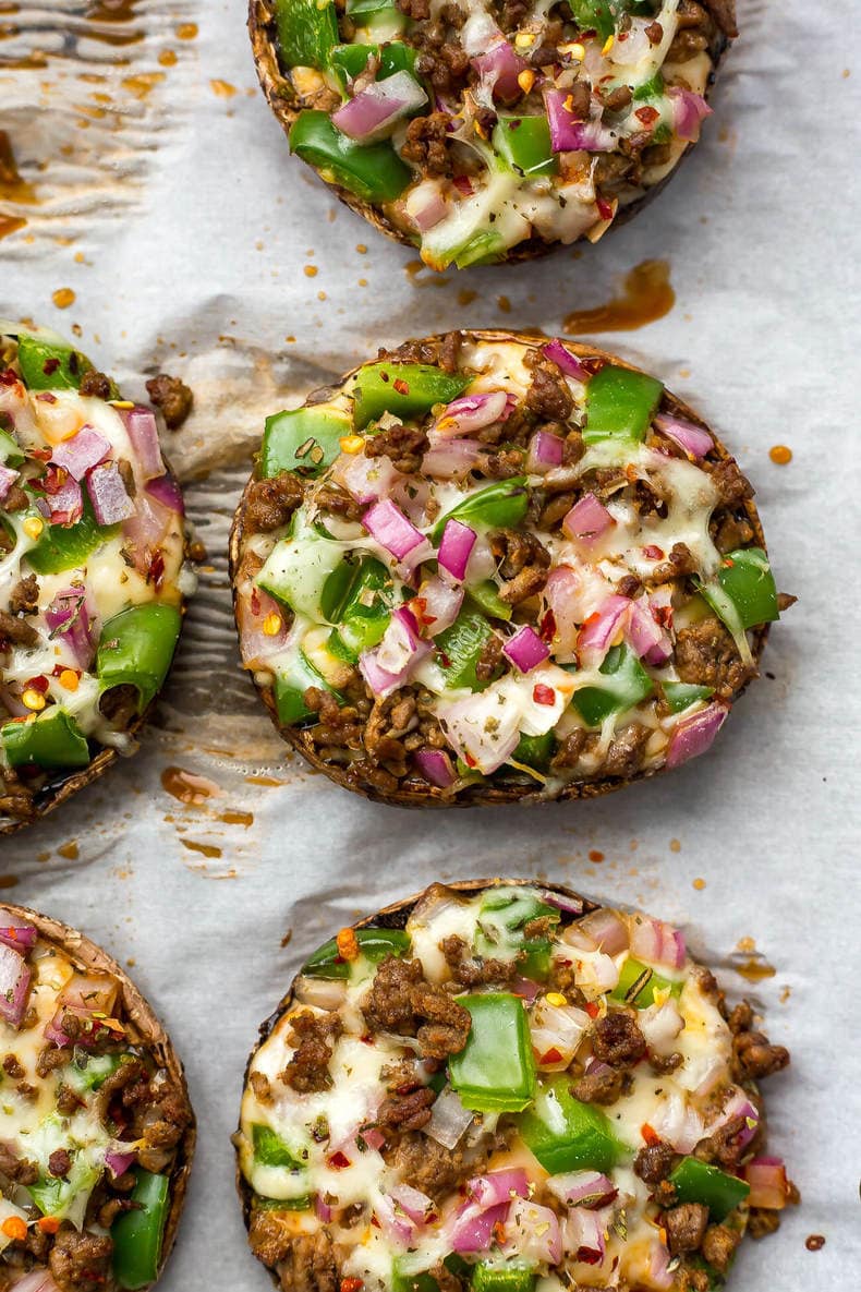 Easy Pizza Stuffed Portobello Mushrooms