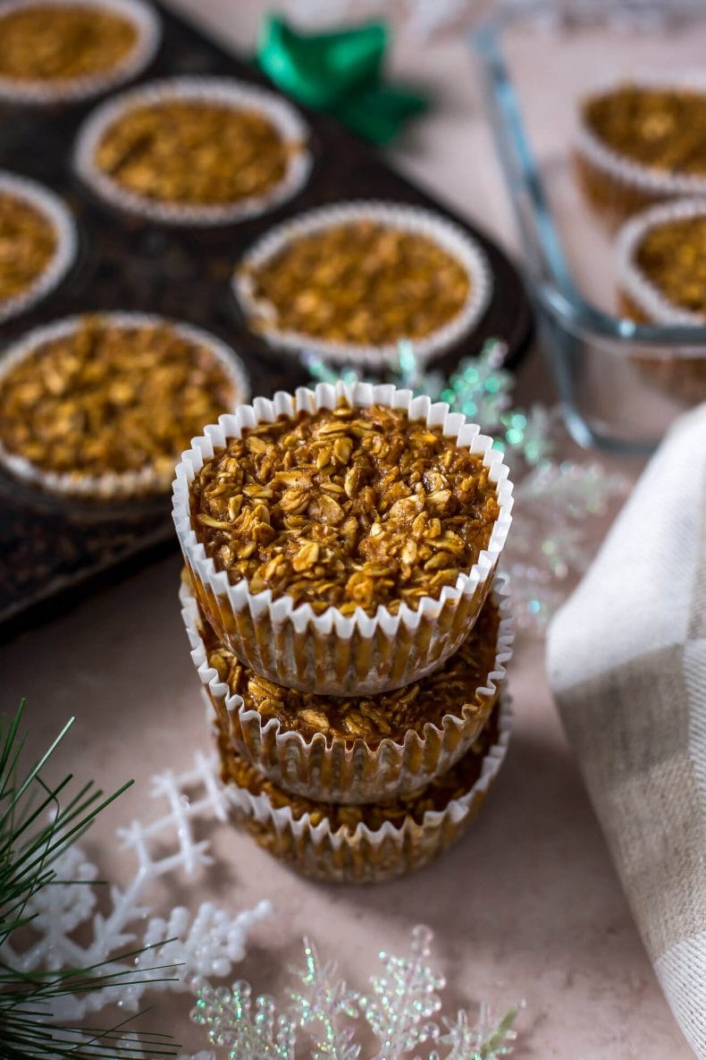 Meal Prep Gingerbread Oatmeal Cups