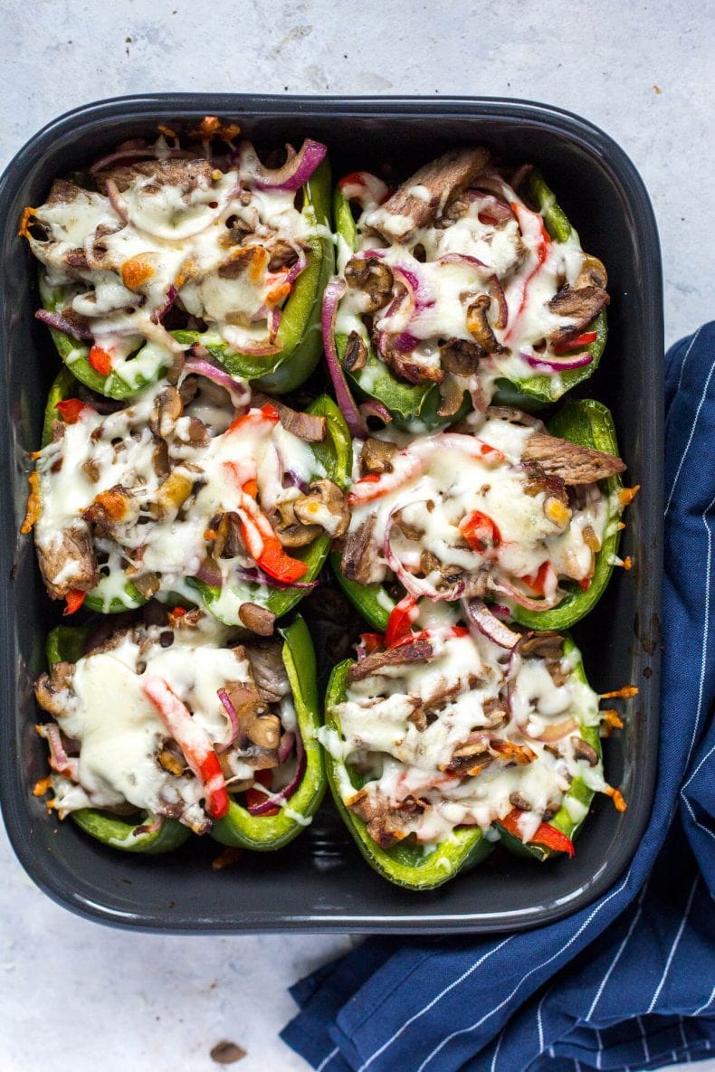 Philly Cheesesteak Stuffed Peppers {Low Carb} - The Girl on Bloor