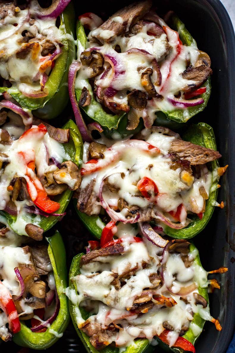 Philly Cheesesteak Stuffed Peppers {Low Carb} - The Girl on Bloor