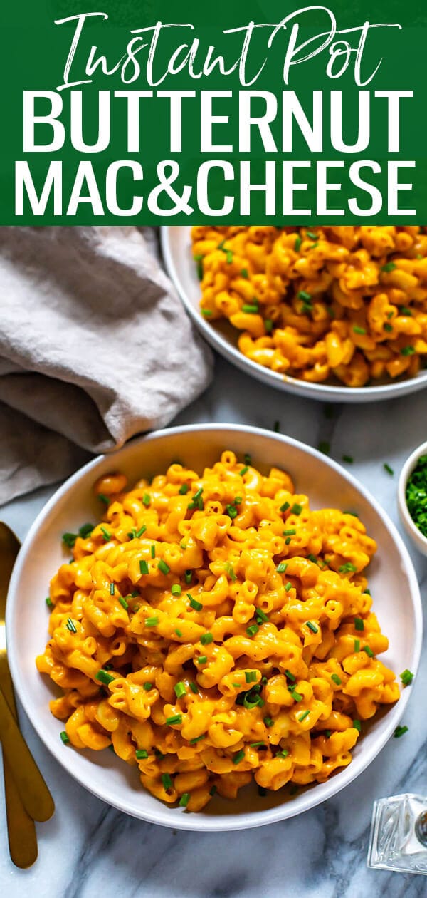 This Freezer-Friendly Instant Pot Butternut Squash Mac & Cheese is a delicious, fall-inspired twist on everyone's favourite comfort food - just add butternut squash puree, cheese and pasta! #butternutsquashmacandcheese #macandcheese #instantpot