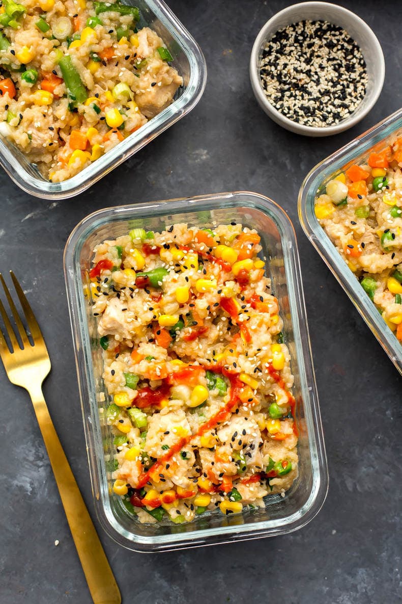 Instant Pot Chicken Fried Rice Meal Prep Bowls