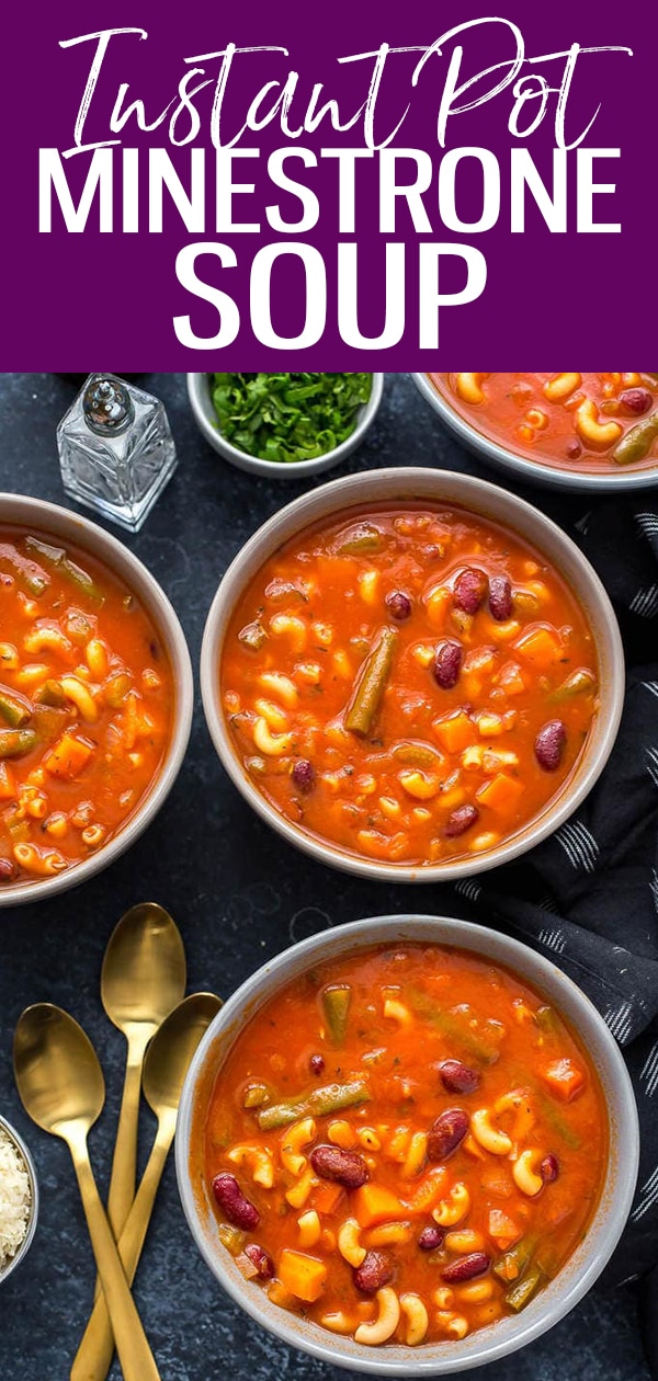 This easy Instant Pot Minestrone Soup is a quick and delicious spin on the classic, and it comes together in less than 20 minutes! #instantpot #minestrone