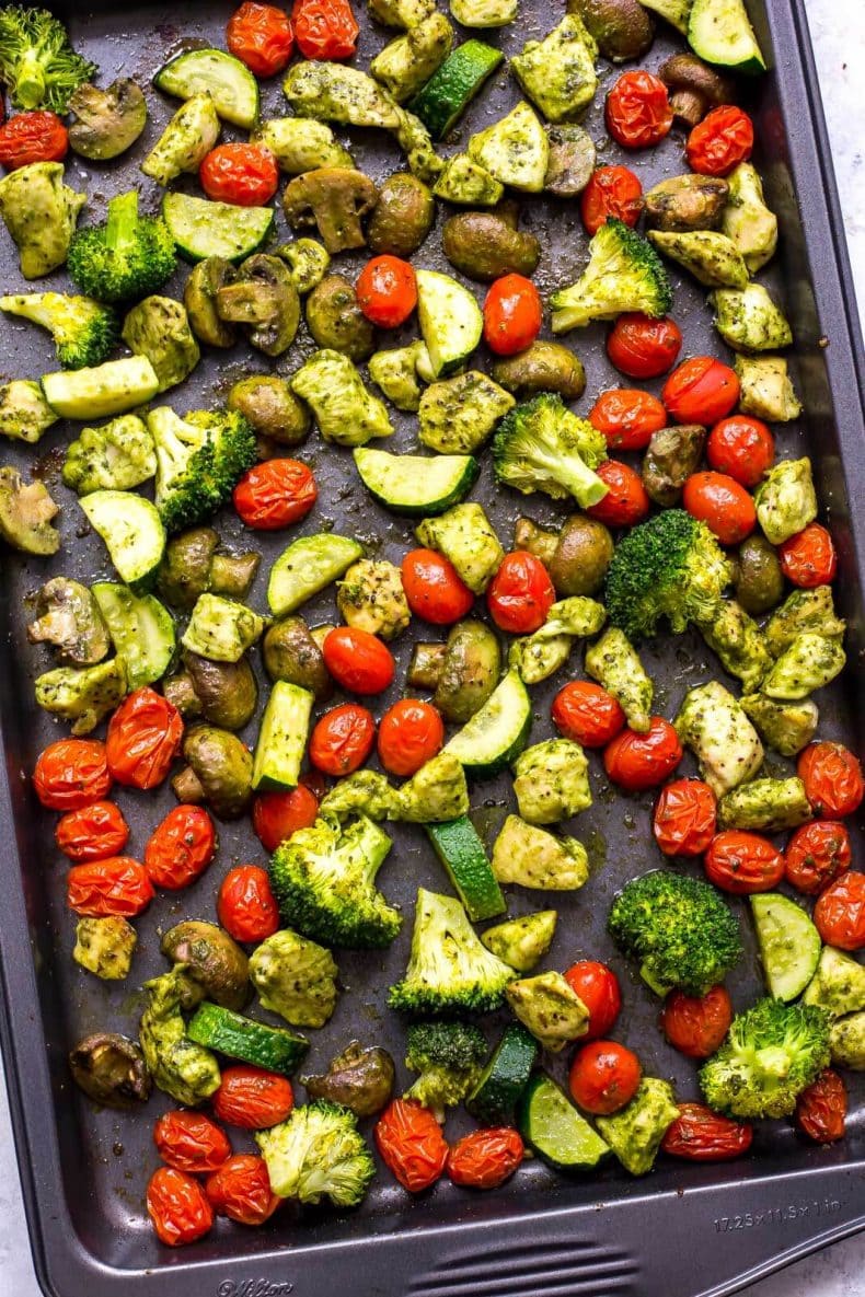 Sheet Pan Pesto Chicken Meal Prep Bowls