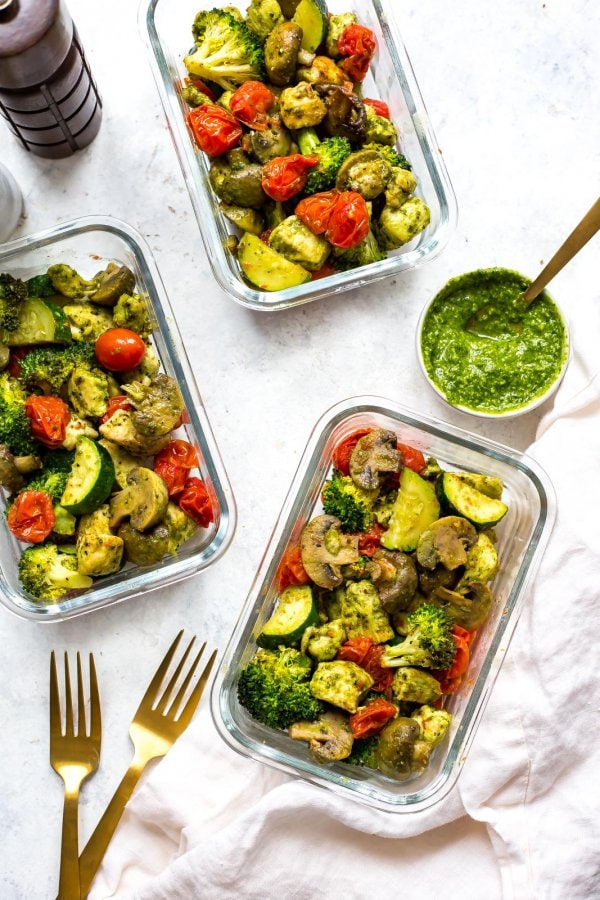 Sheet Pan Pesto Chicken Meal Prep Bowls - The Girl on Bloor