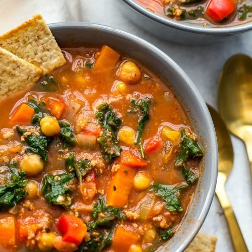 Slow Cooker Tuscan Sausage and Kale Soup