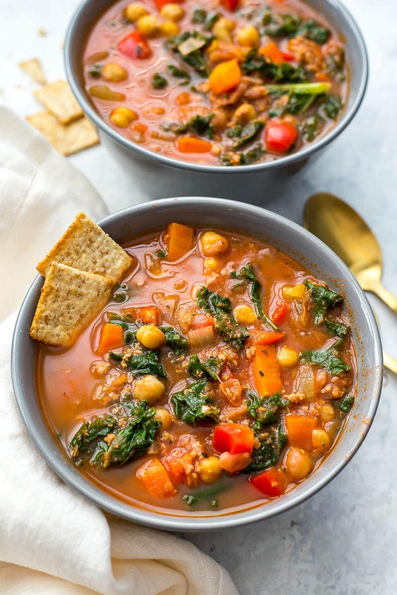 Slow Cooker Tuscan Sausage and Kale Soup