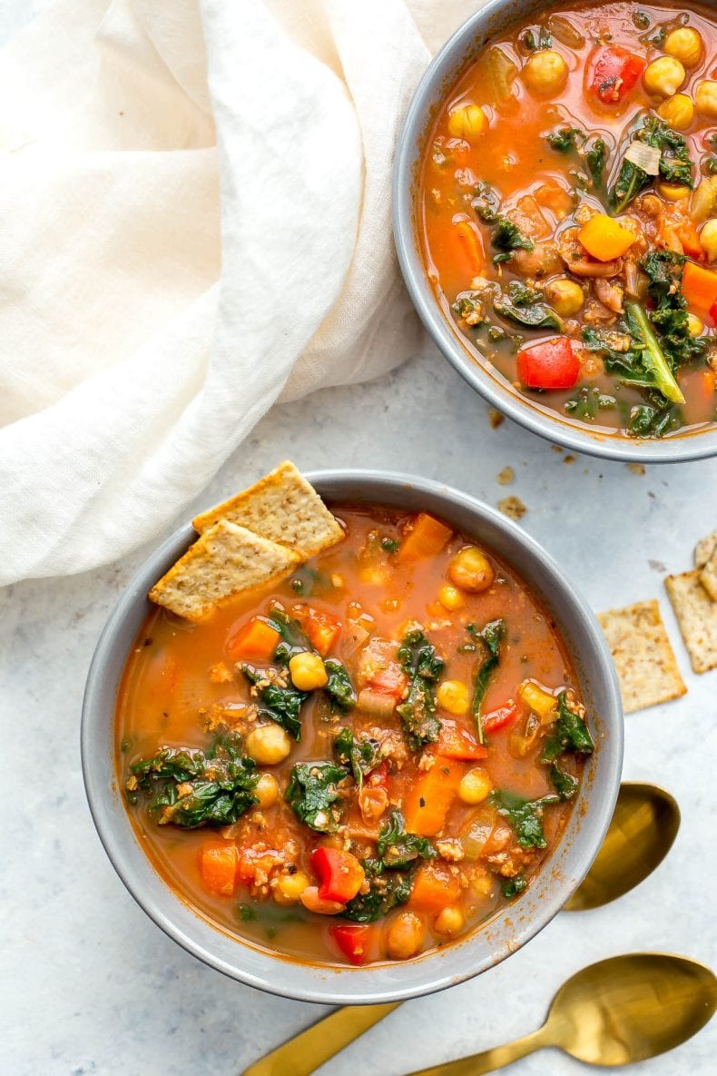 Slow Cooker Tuscan Sausage and Kale Soup