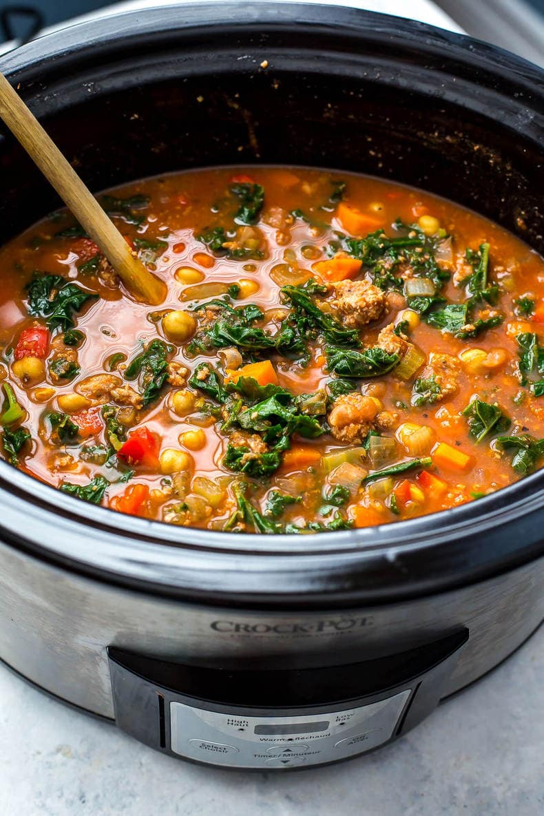 Slow Cooker Tuscan Sausage and Kale Soup - The Girl on Bloor