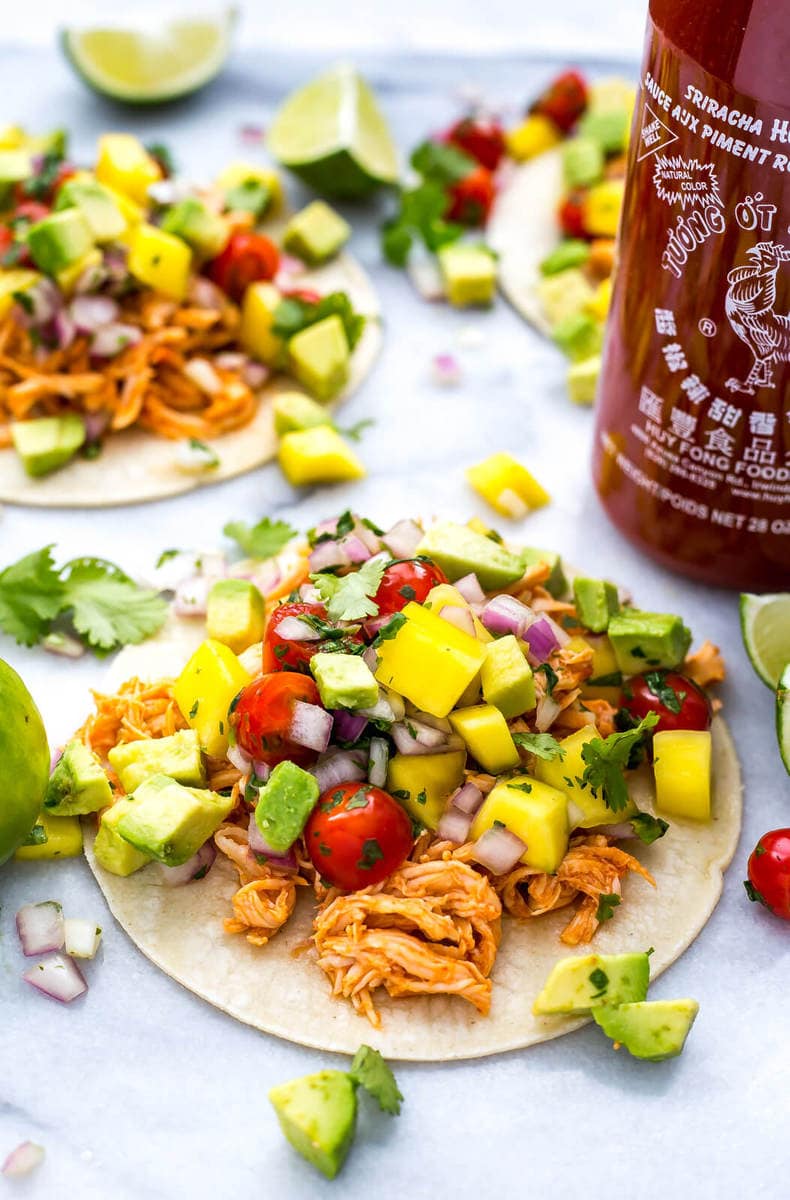 Instant Pot Sriracha Chicken Tacos