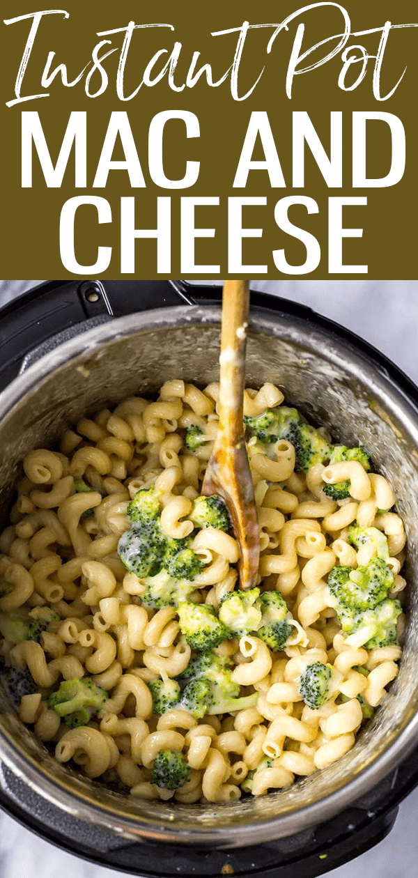 This Healthier Instant Pot Mac and Cheese with broccoli and white cheddar is comfort food that comes together with less than 10 ingredients! #Whitecheddar #MacandCheese #Instantpot