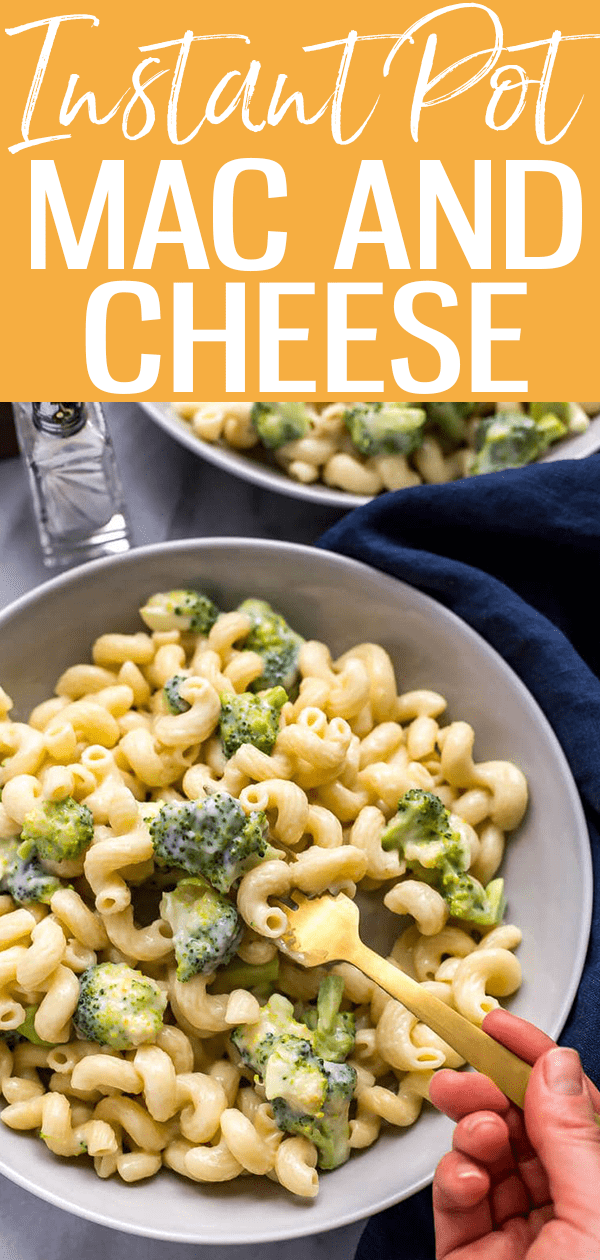 This Healthier Instant Pot Mac and Cheese with broccoli and white cheddar is comfort food that comes together with less than 10 ingredients! #Whitecheddar #MacandCheese #Instantpot