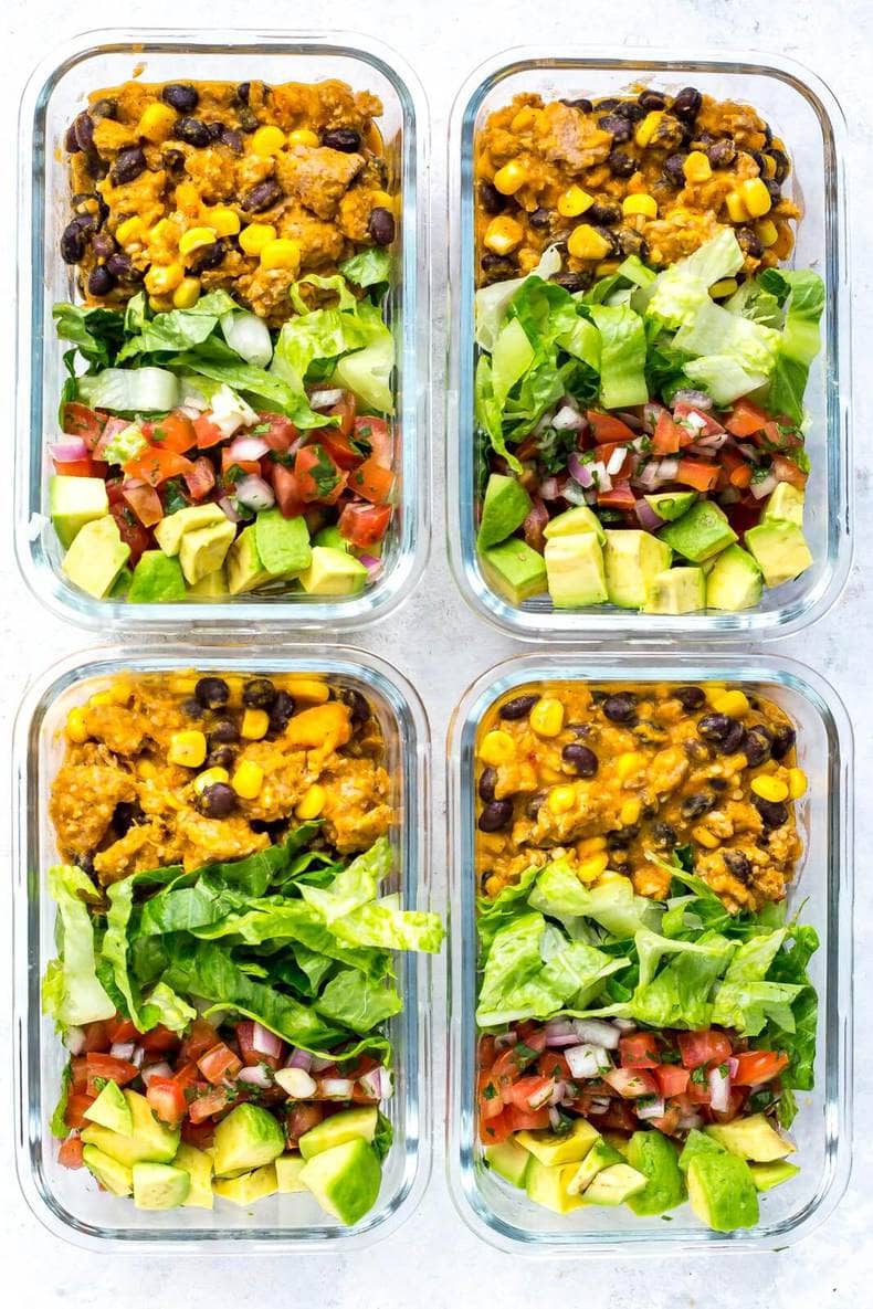 Taco Salad Meal Prep - Creme De La Crumb