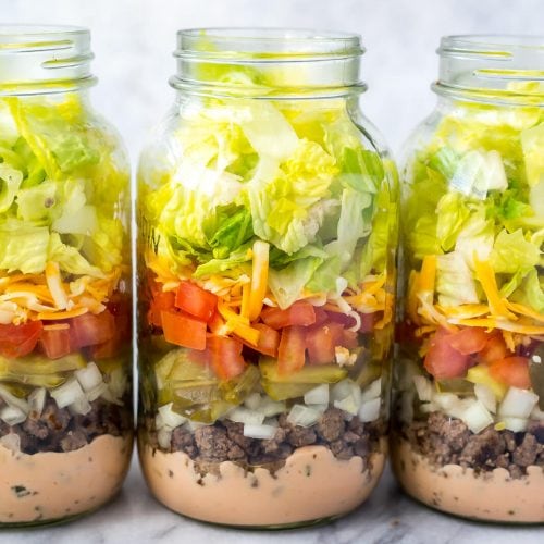 Meal Prep Low Carb Big Mac Salad Jars