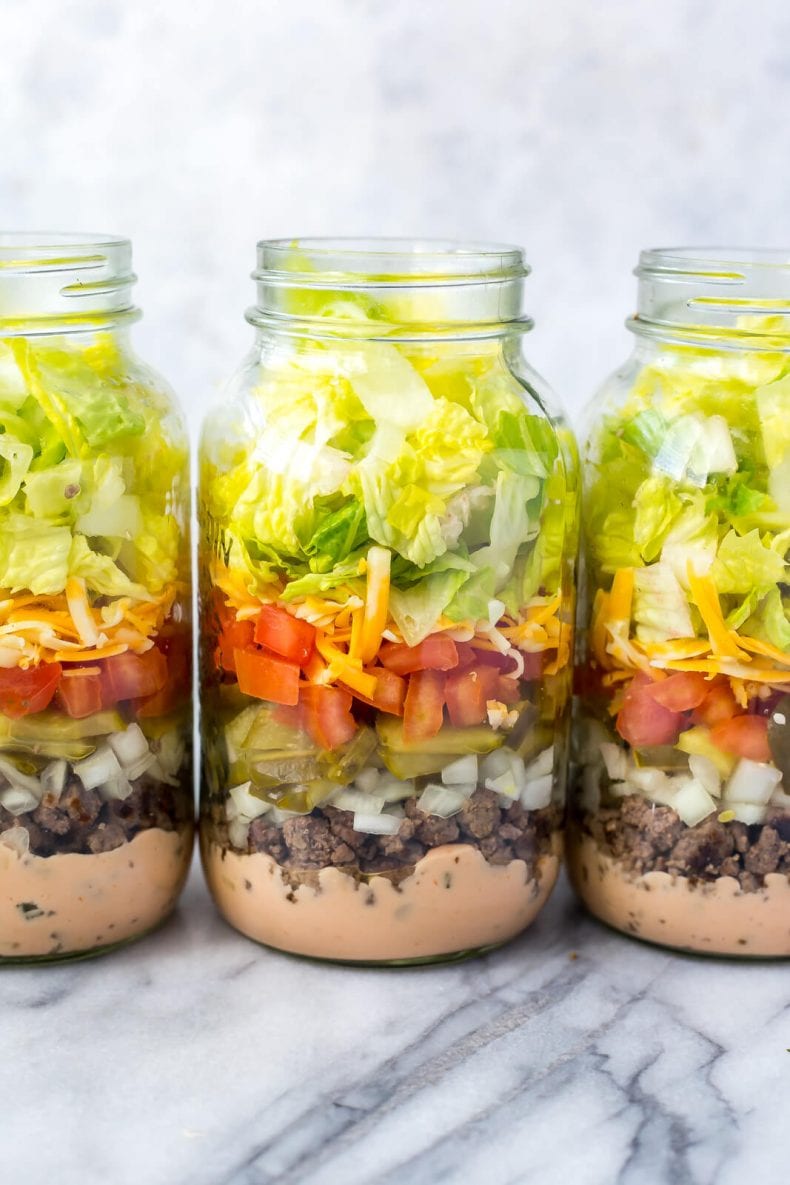 Meal Prep Low Carb Big Mac Salad Jars