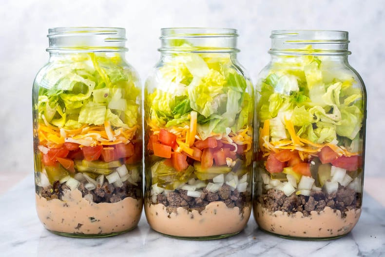 Meal Prep Low Carb Big Mac Salad Jars