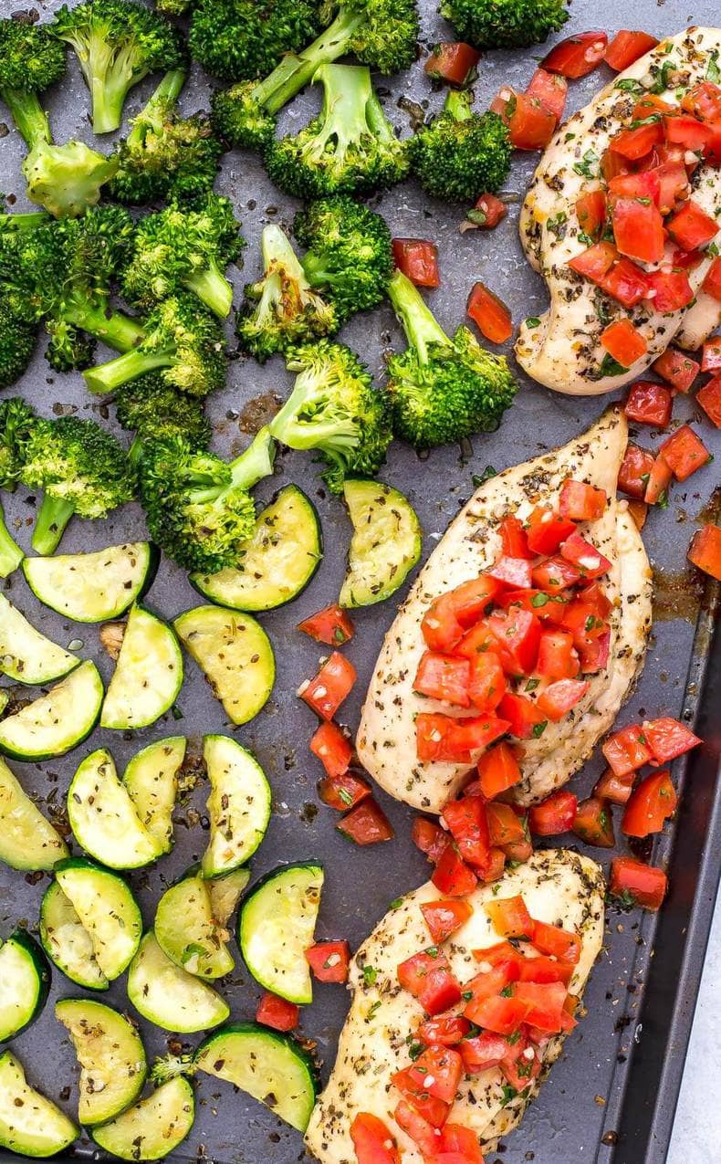 Sheet Pan Bruschetta Chicken {Low Carb} - The Girl on Bloor