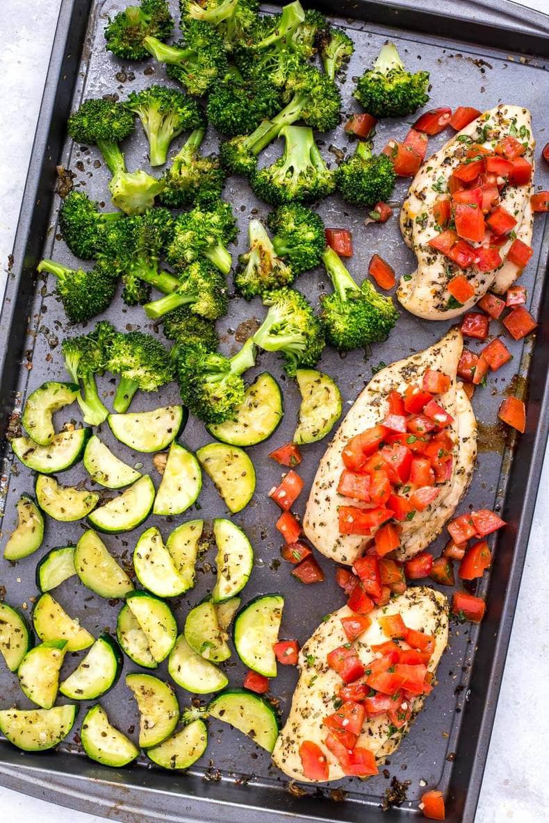 Whole30 dinner - Sheet Pan Bruschetta Chicken