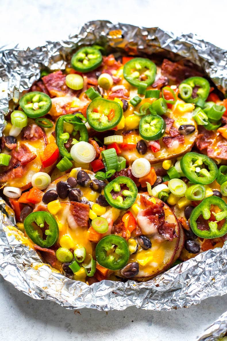 Cheesy Grilled Potatoes in Foil (Potato Nachos!) The Girl on Bloor