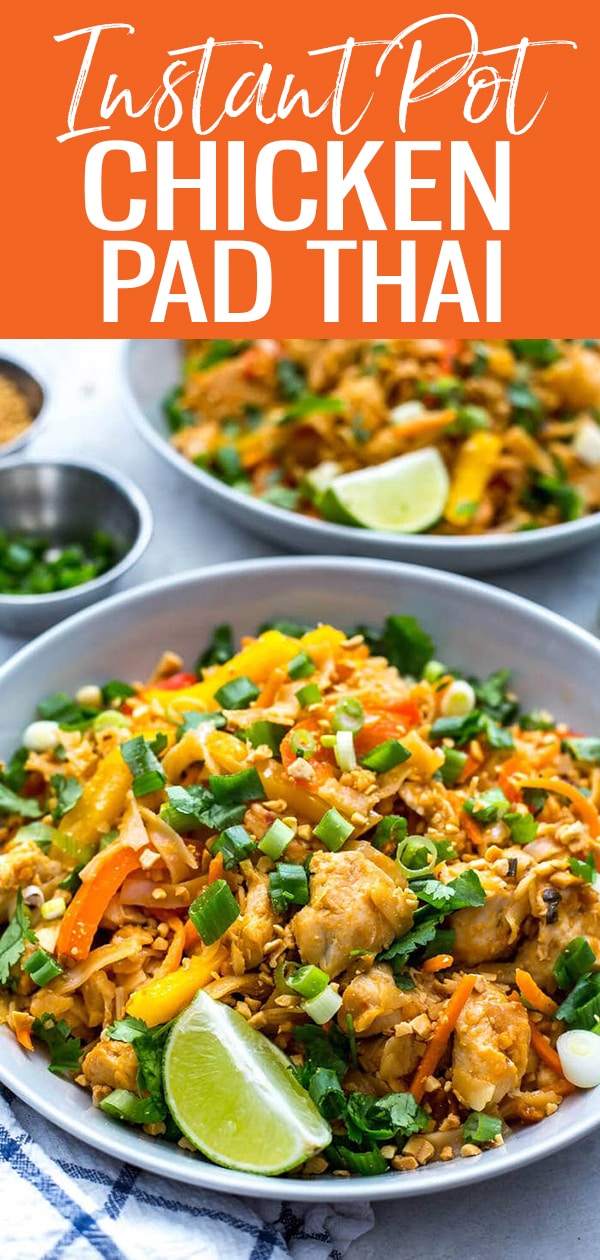 This Instant Pot Chicken Pad Thai is a super quick and easy one pot dinner - the noodles cook alongside the other ingredients for minimal clean up! #instantpot #padthai