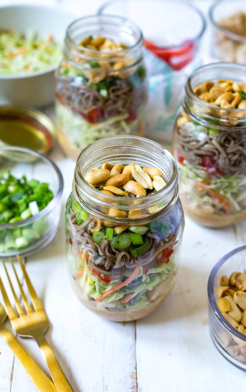 Thai Chicken Soba Noodle Salad Jars