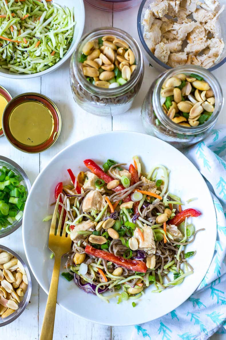 Thai Chicken Soba Noodle Salad Jars