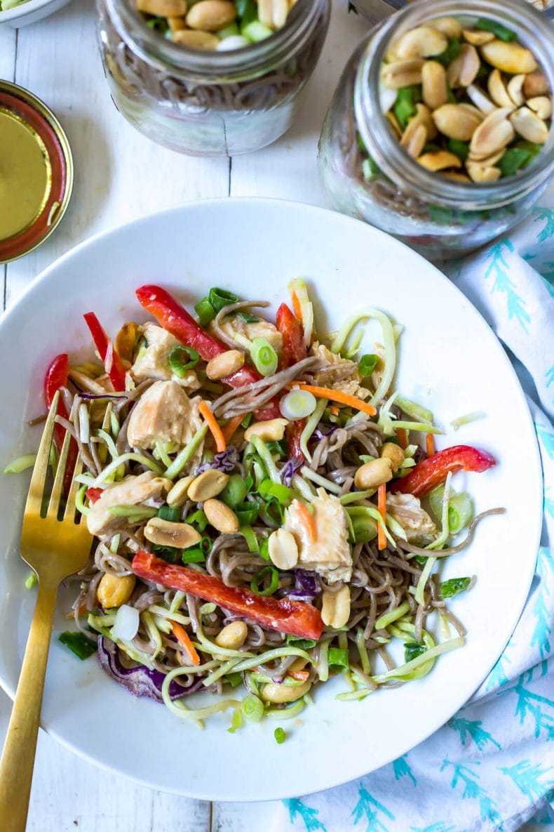 Thai Chicken Soba Noodle Salad Jars