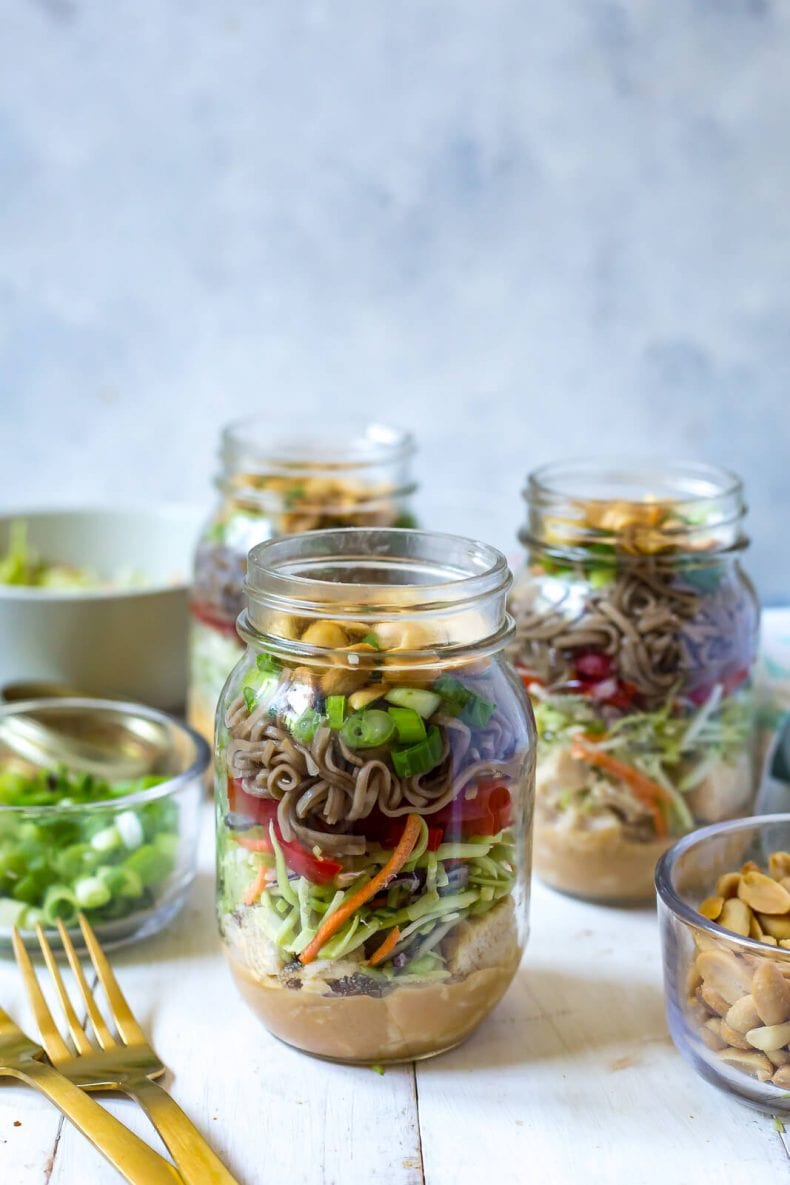 Thai Chicken Soba Noodle Salad Jars