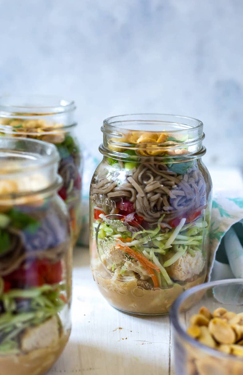 Thai Chicken Soba Noodle Salad Jars3 The Girl on Bloor