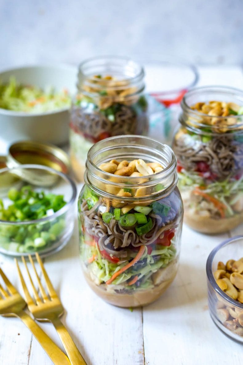 Thai Chicken Soba Noodle Salad Jars