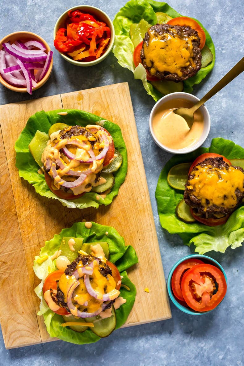 Low Carb Burger Lettuce Wraps - The Girl on Bloor