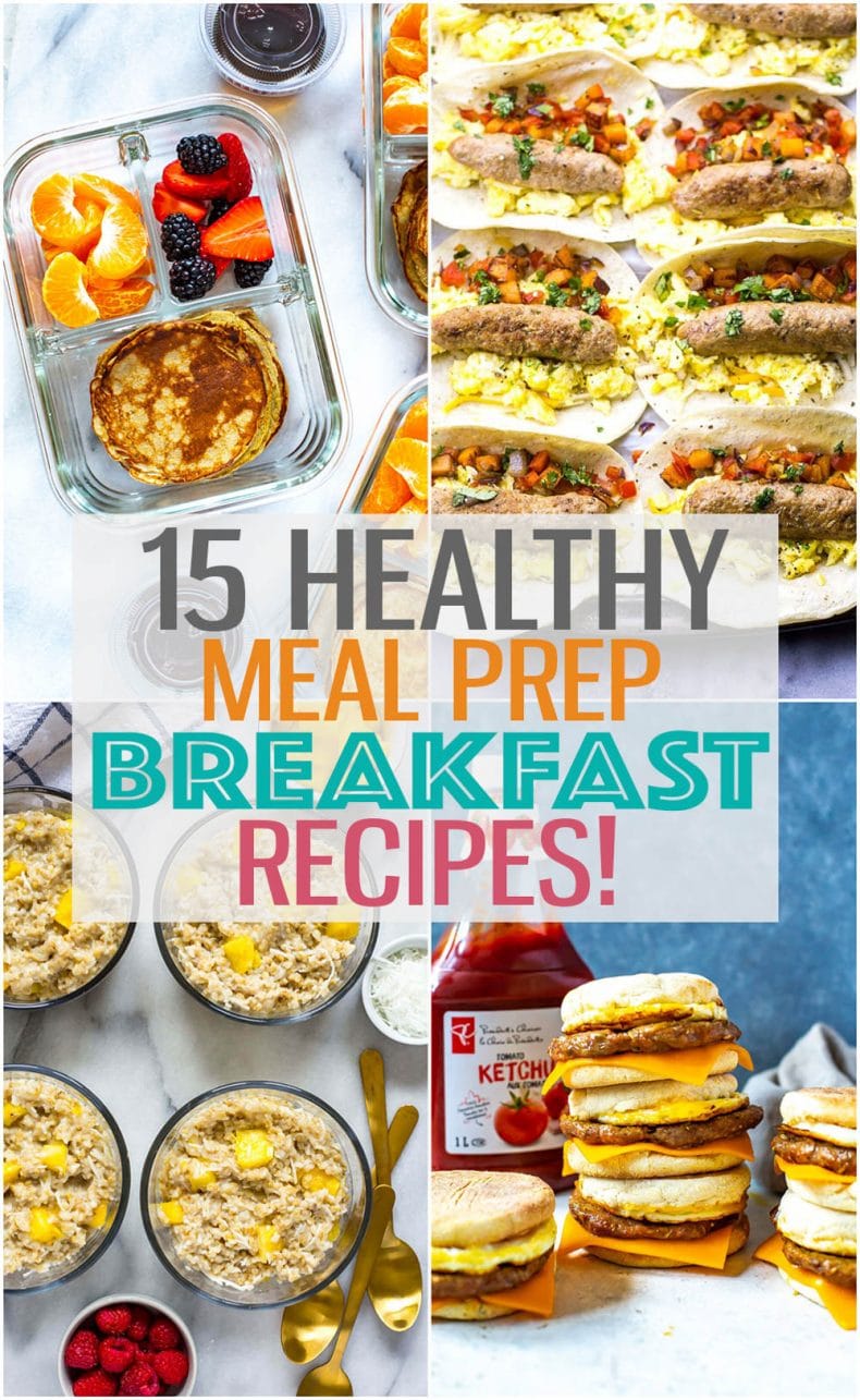 These 15 Breakfast Meal Prep Ideas for Busy Mornings are perfect for when you're in a rush or just don't have time to make breakfast each day before work - batch cook some steel cut oats, breakfast burritos or egg cups for the week and you're set! #breakfastideas #mealprep