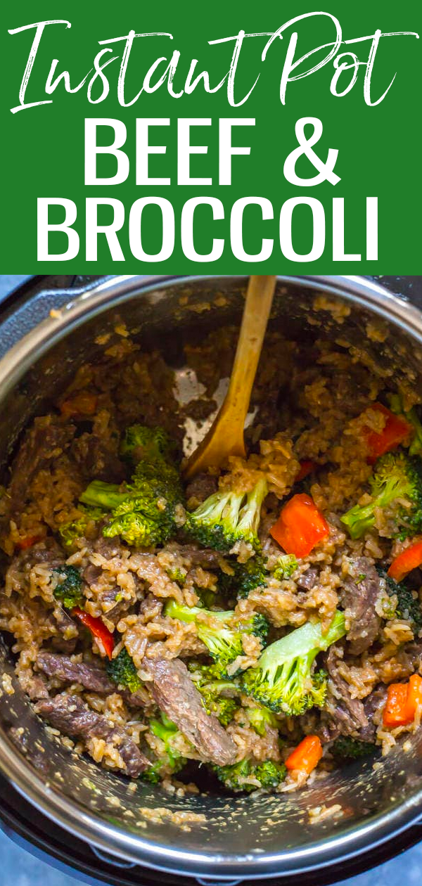 This Instant Pot Beef and Broccoli with Rice is a takeout-inspired 30-minute dinner idea that comes together with pantry staples. #beefandbroccoli #instantpot