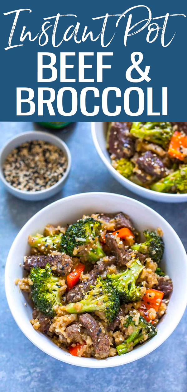 This Instant Pot Beef and Broccoli with Rice is a takeout-inspired 30-minute dinner idea that comes together with pantry staples. #beefandbroccoli #instantpot