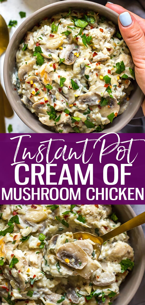 This Instant Pot Cream of Mushroom Chicken is made healthier than the classic version of this dish - say hello to your childhood favourite re-envisioned!  #instantpot #creamofmushroomchicken