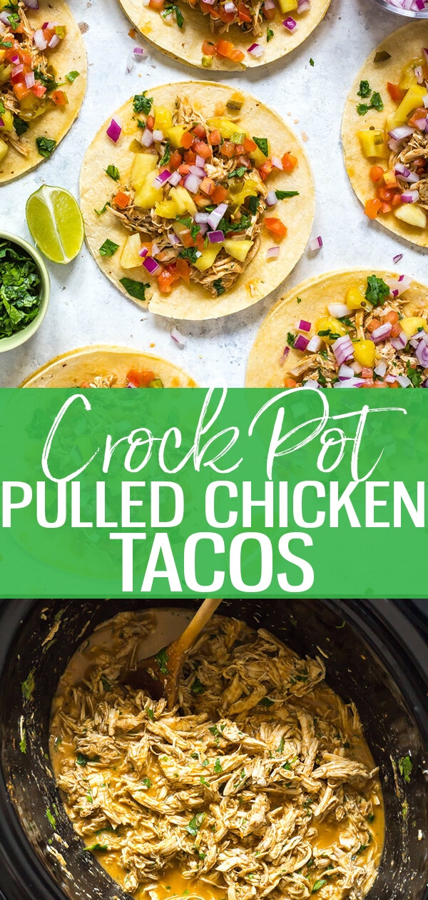 These Crockpot Chicken Tacos with Pineapple Salsa are a fun, easy way to meal prep for the week!