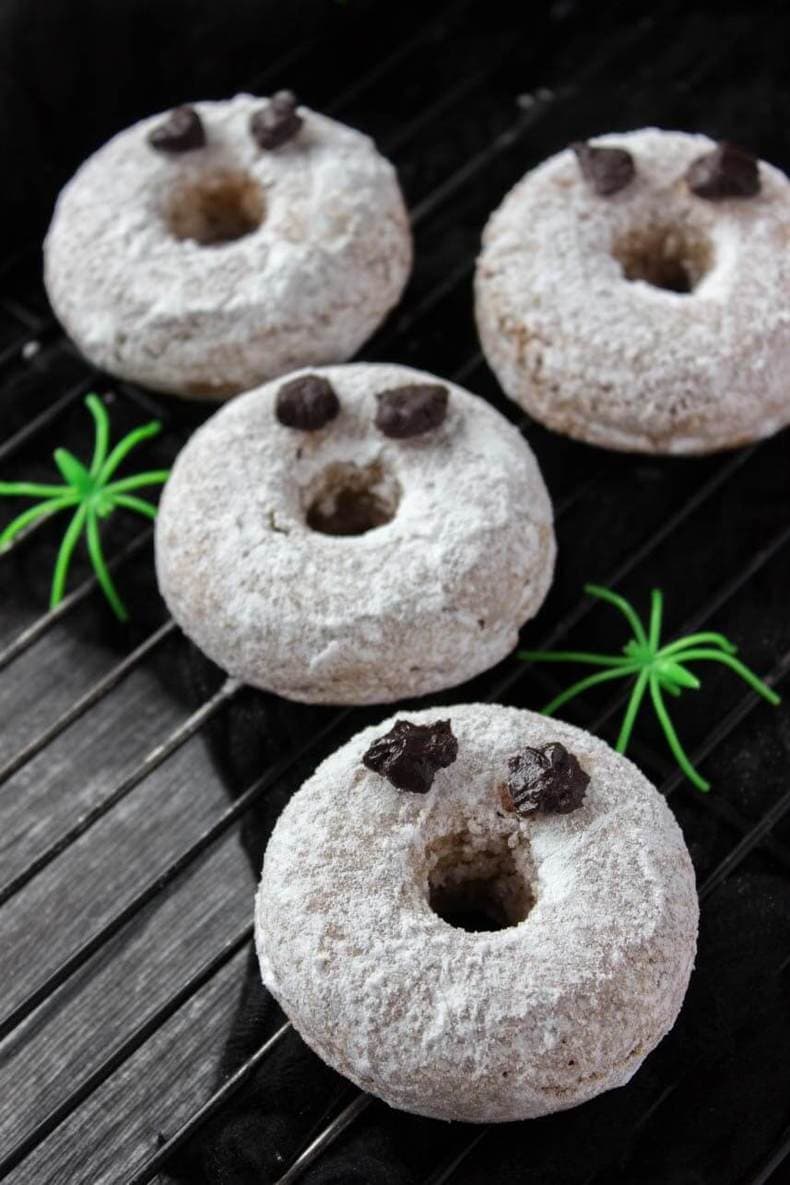 low sugar, whole grain ghost donuts