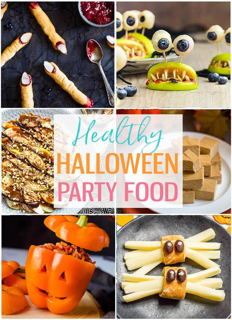 Healthy Halloween Party Food photo collage