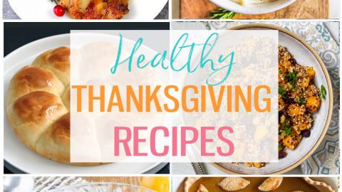 titled photo collage of healthy Thanksgiving recipes