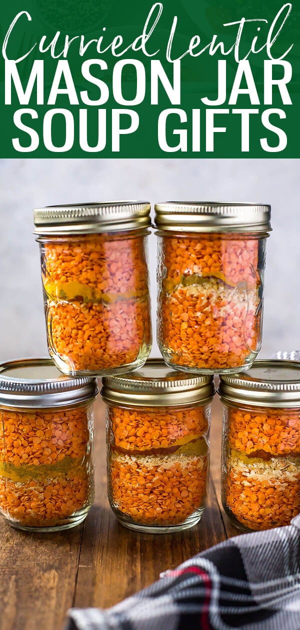 This Curried Lentil Soup in a Jar is one of those affordable homemade mason jar gifts that is a perfect Christmas food gift! It makes a delicious, hearty soup - especially with added vegetables!