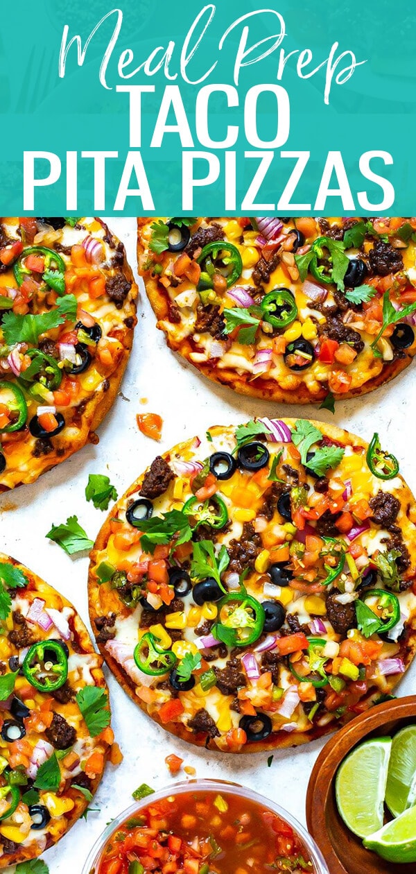 This Meal Prep Individual Taco Pizza is a great way to save time and money by doing some weekly batch cooking. And it's a healthy, fun twist on pizza that you're going to love - you can freeze these mini pizzas for work too!